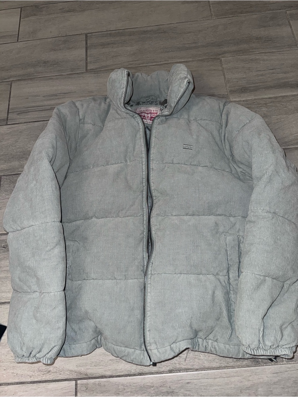 Levi's Kids Light Gray Corduroy Puffer Jacket